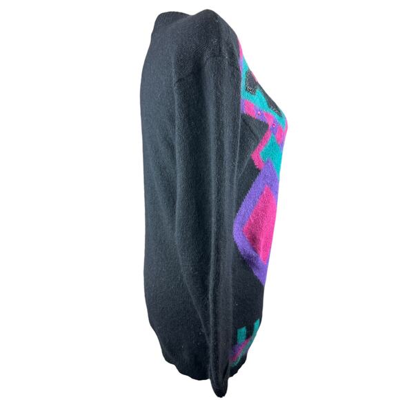 Vtg Retro I.B. Diffusion Artsy Embellished Jeweled Geometric Sweater Size Small - Picture 7 of 12